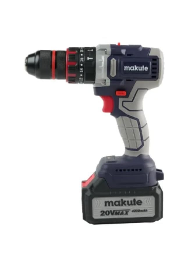 13mm Cordless Impact Drill with Brushless Motor, 20V, 70N.m Max Torque, 0-500/0-2000r/min, Includes 2*4.0Ah Batteries & Quick Charger, CID-121-13-2BL