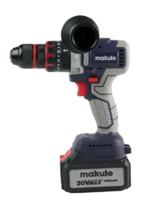 13mm Cordless Impact Drill with Brushless Motor, 20V, 70N.m Max Torque, 0-500/0-2000r/min, Includes 2*4.0Ah Batteries & Quick Charger, CID-121-13-2BL