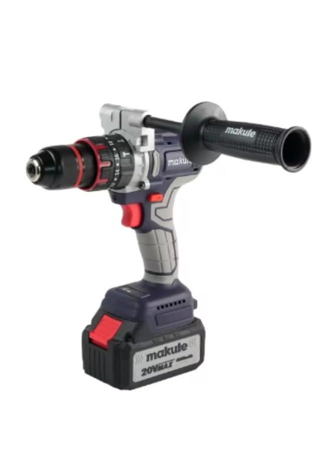 13mm Cordless Impact Drill with Brushless Motor, 20V, 70N.m Max Torque, 0-500/0-2000r/min, Includes 2*4.0Ah Batteries & Quick Charger, CID-121-13-2BL