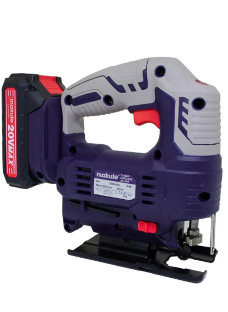 Cordless Jig Saw 20V, 1000-2900 RPM, 65mm Cutting Depth, Ergonomic Handle, Quick Blade Change System, Vibration Control for Precise Cuts, CJS6501-2BL