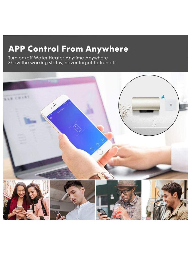 Smart Water Heater Switch, WiFi Boiler Switch, Touch  Wireless Timer Remote Control Water Heater Switches, Compatible with Alexa Echo and Google Home, Fit for Baking Machine, Coffee Maker