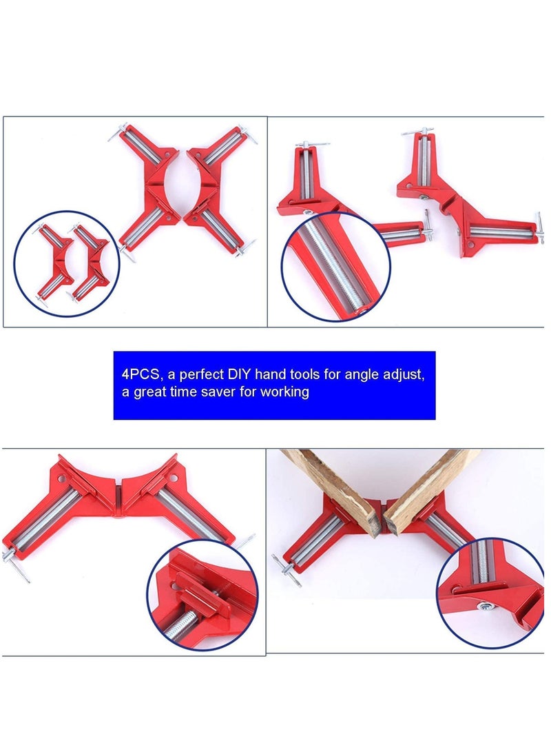 Set of 4 Right Angle Clamp, 90 Degrees 100mm Corner Clamp, Picture Frame Holder, Glass Holder, DIY Woodworking Holder