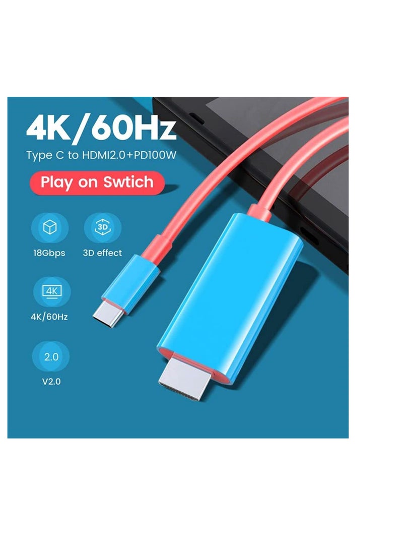 Portable Switch Dock   USB Type C to HDMI Conversion Cable for TV Docking Mode on Nintendo Switch, Steam Deck, Samsung Dex Station, and S21S20Note20TabS7 4K for Travel
