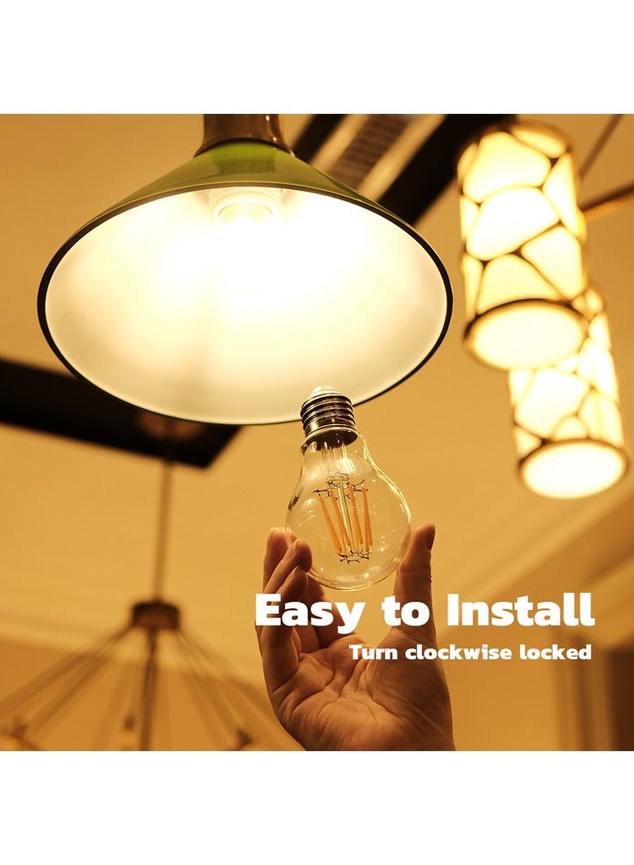 A60 LED Filament Vintage Golf Ball Bulbs, 8W, E27 Base, 750 Lumens, Amber 2700K Warm White, 10-Pcs Value Pack