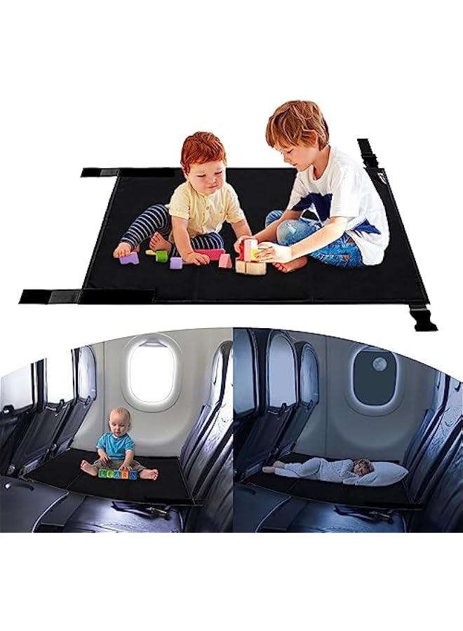 Toddler Airplane Bed,Toddler Travel Bed for Kids Rest,Airplane Seat Extender for Toddler Baby,Airplane Travel Essentials for Kids,Portable Toddler Bed (Black)