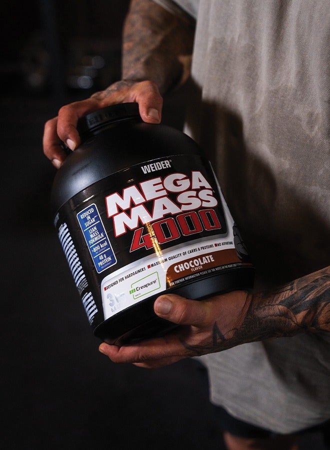 Mega Mass 4000 Weight Gainer Shake with Protein, Creapure Creatine Monohydrate, Complex Carbohydrates, Vitamins and Minerals - Muscle Building Shake, 3 kg (Vanilla)