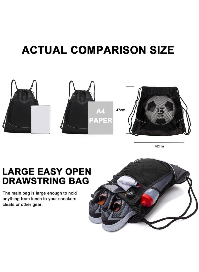 Drawstring Football Bag Soccer Backpack with Detachable Mesh Bag Waterproof Draw String Back Sack with Zip Pocket