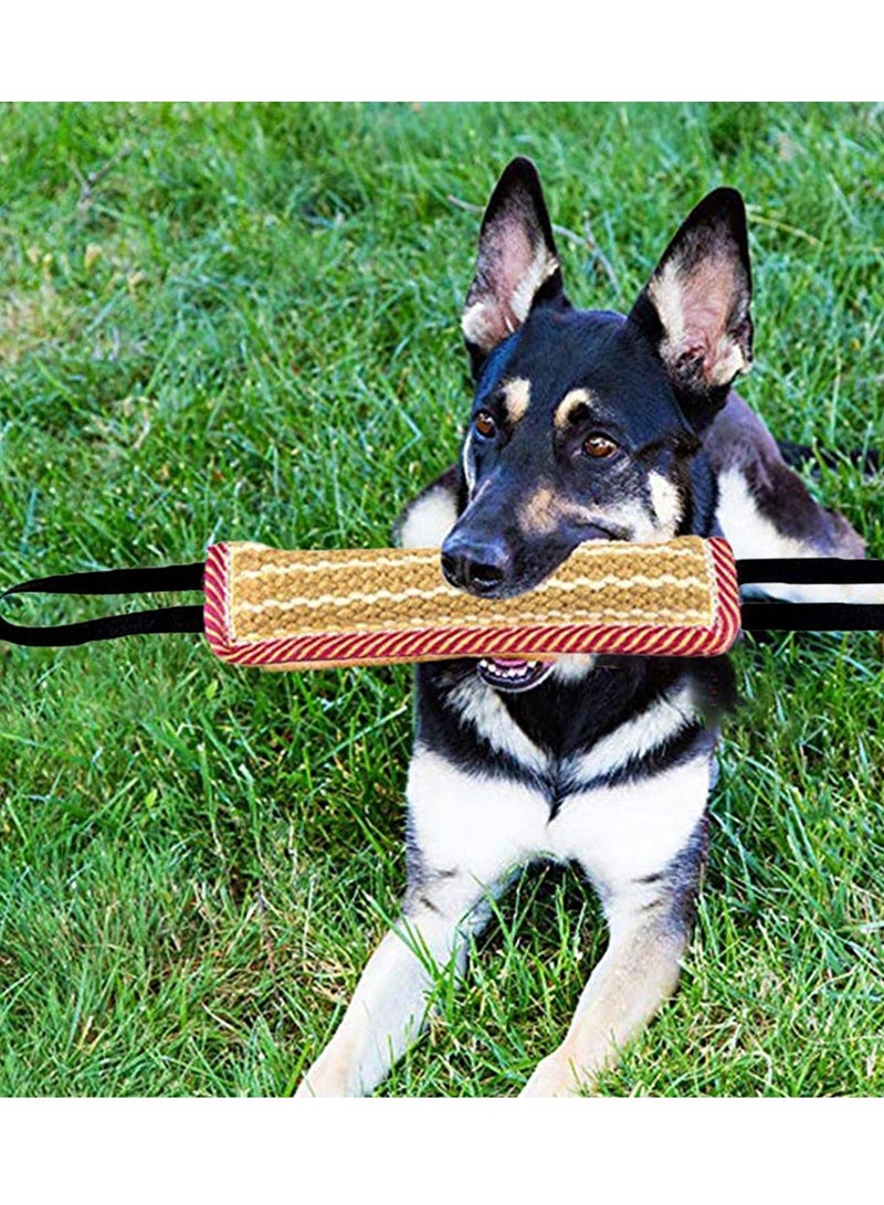 Dog Tug Toy, Dog Bite Jute Pillow Pull Toy with 2 Strong Handles, Perfect for Tug of War, Puppy Training Interactive Play, Durable Bite Training Toys for Medium to Large Dogs Black