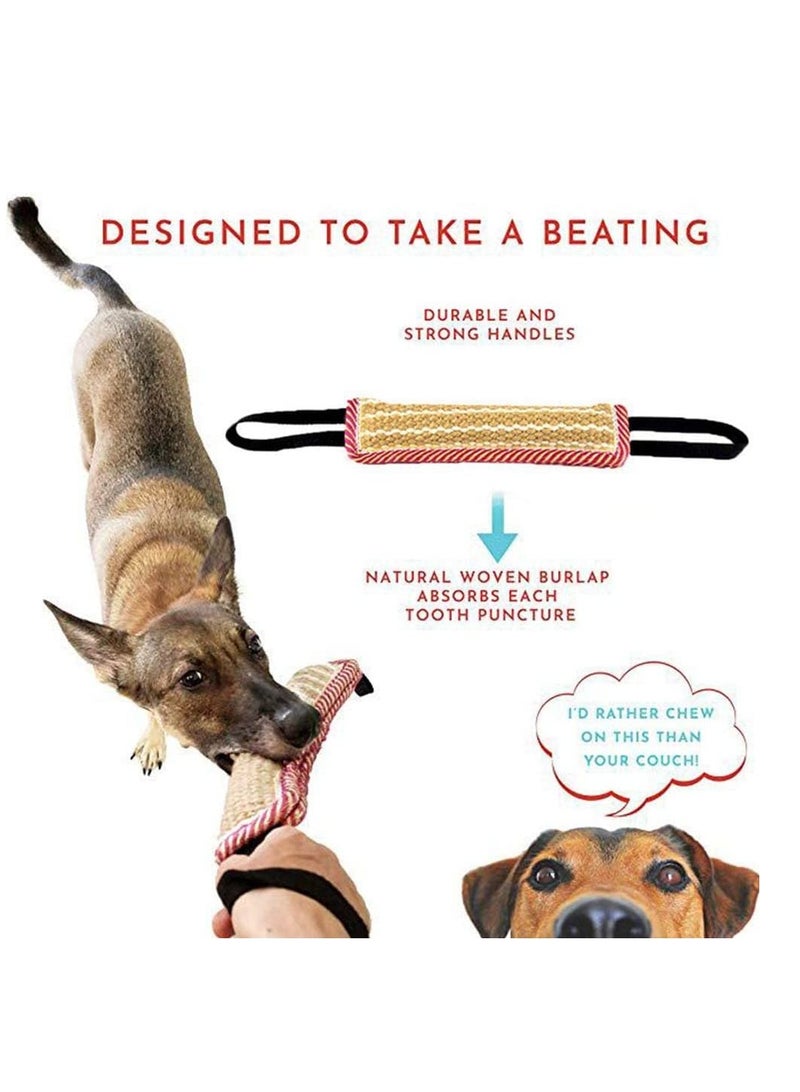 Dog Tug Toy, Dog Bite Jute Pillow Pull Toy with 2 Strong Handles, Perfect for Tug of War, Puppy Training Interactive Play, Durable Bite Training Toys for Medium to Large Dogs Black