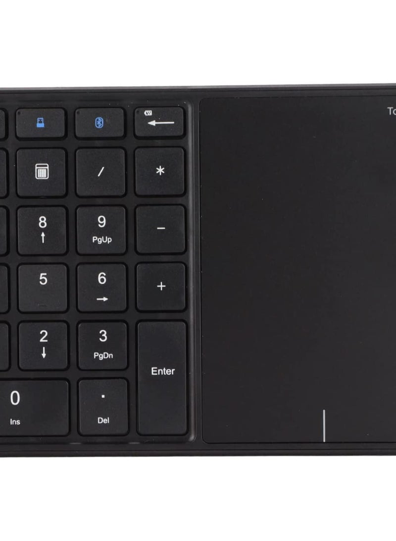 2.4G Wireless Numeric Keypad with Touchpad, 22 Keys Portable Bluetooth Number Pad, Financial Accounting USB C Rechargeable Number KeyboardBlack