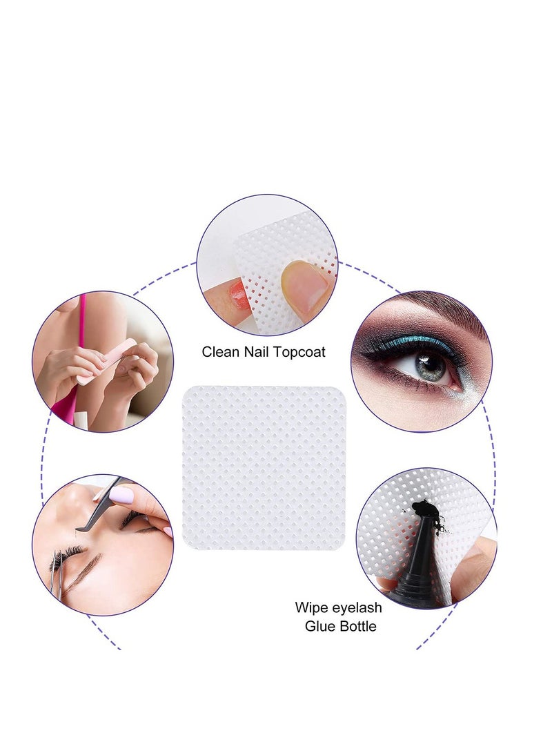 400 Pieces Eyelash Glue Eyelash Extension Glue Wipes Eyelash Glue Cleaner Wiping Cloth Non woven Fabric Wipes Removal Tool for Eyelash Extension Glue and Nail Polish Bottle