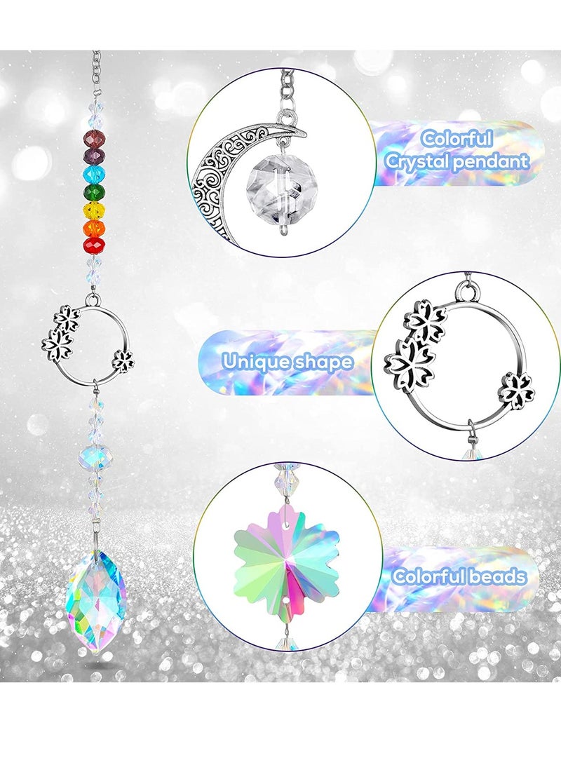 7 Pieces Sun Catcher Crystals Colorful Hanging Prism Suncatcher Window Ornament Beads Chain Sphere Chandelier Pendants for Home Wedding Gifts Decoration Fresh