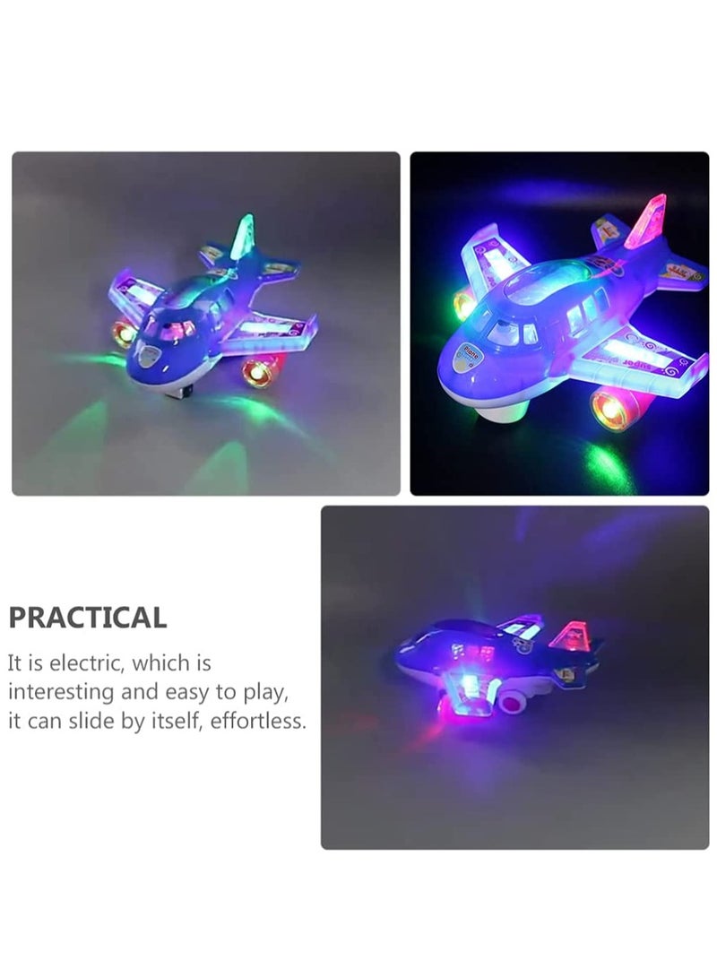 Electric Airplane Toy Air Transport Toy Action Model with Lights and Music for Kids Baby Birthday Gifts Without Battery Blue