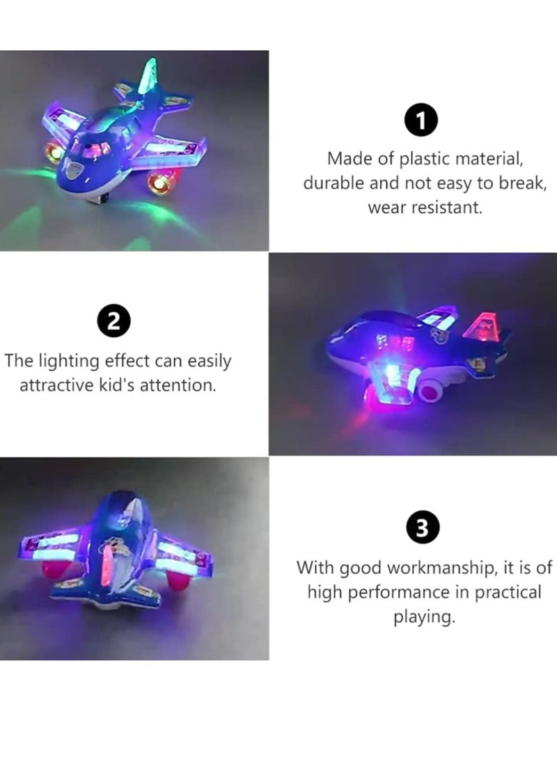 Electric Airplane Toy Air Transport Toy Action Model with Lights and Music for Kids Baby Birthday Gifts Without Battery Blue