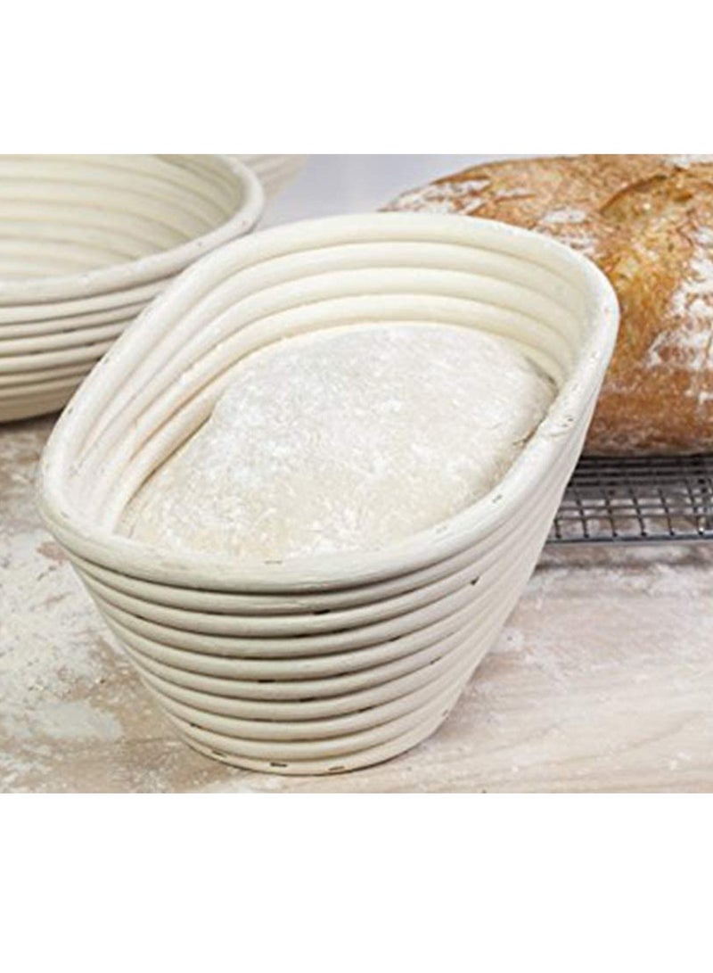 Premium Oval Basket with Liner   Perfect Proofing Basket for Making Beautiful Bread Bowl Basket with Cloth Liner For Home and Professional Sourdough Baking 8.3 x 6 x 4inches