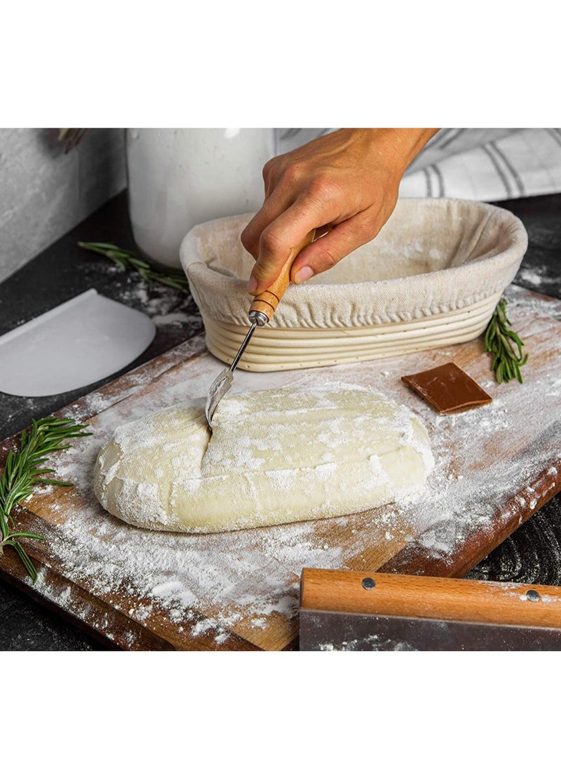 Premium Oval Basket with Liner   Perfect Proofing Basket for Making Beautiful Bread Bowl Basket with Cloth Liner For Home and Professional Sourdough Baking 8.3 x 6 x 4inches