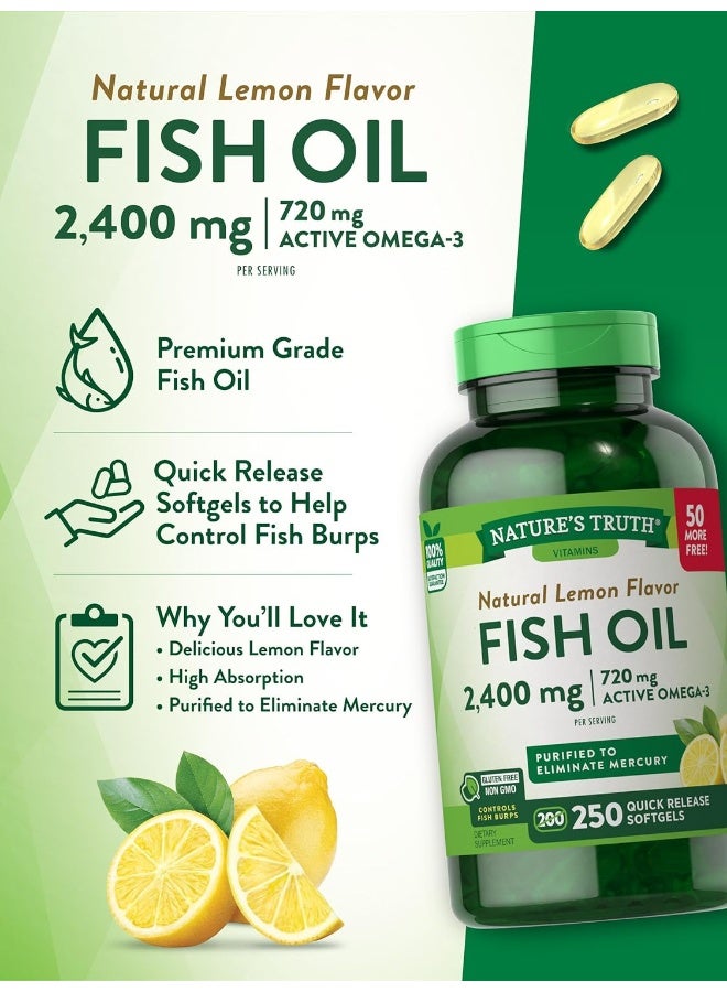 2400 Mg Omega-3 Fish Oil Softgels 250 Count