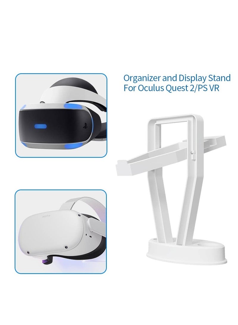 VR Stand, Organizer, and Display Stand for Oculus Quest 2/Quest/Meta/Rift/Rift S/PS VR Headset and Touch Controllers (White)