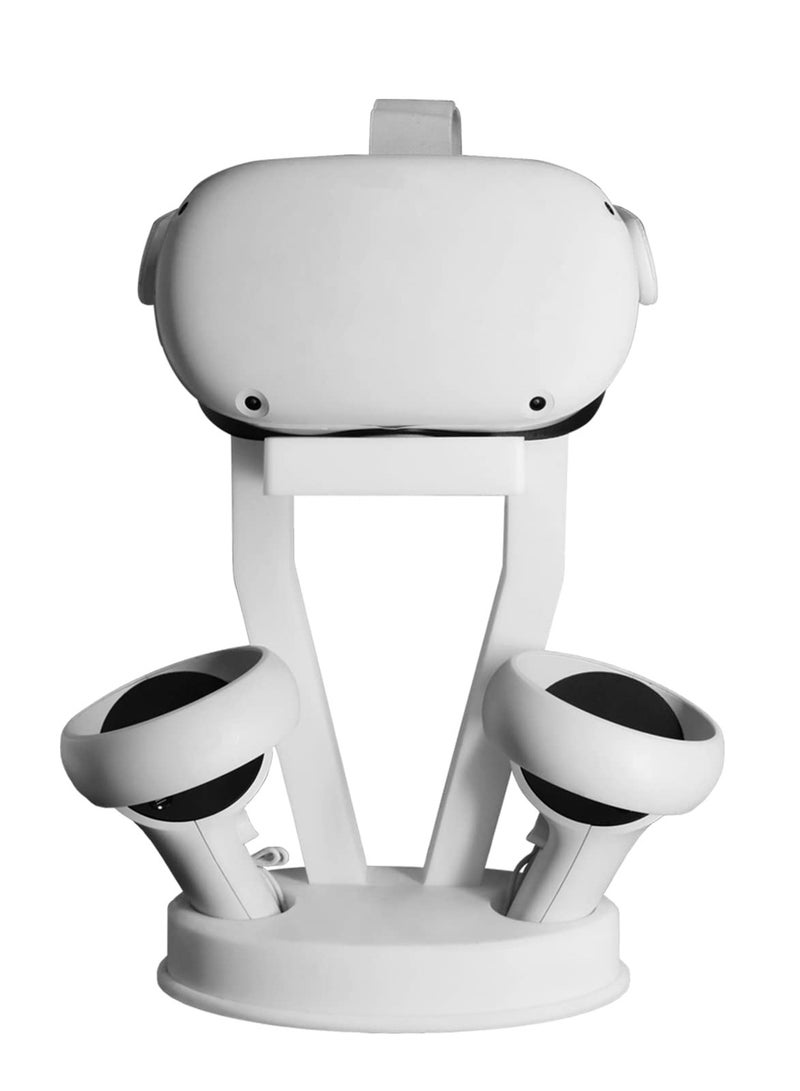 VR Stand, Organizer, and Display Stand for Oculus Quest 2/Quest/Meta/Rift/Rift S/PS VR Headset and Touch Controllers (White)