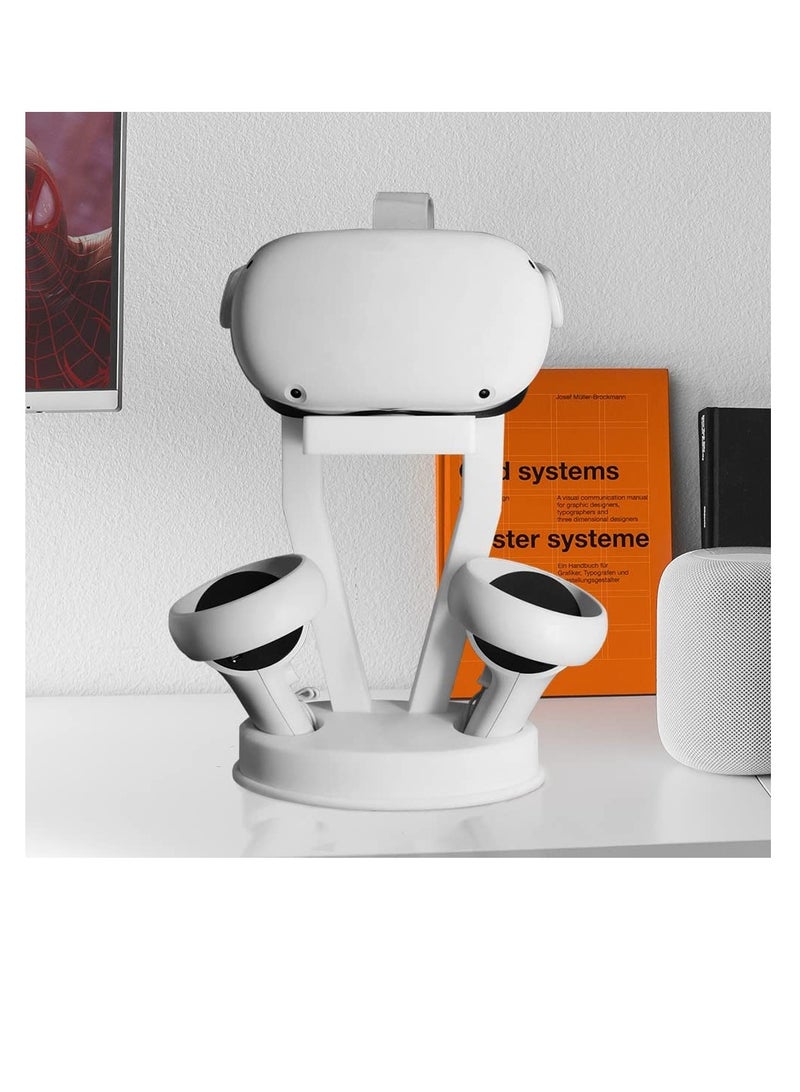 VR Stand, Organizer, and Display Stand for Oculus Quest 2/Quest/Meta/Rift/Rift S/PS VR Headset and Touch Controllers (White)