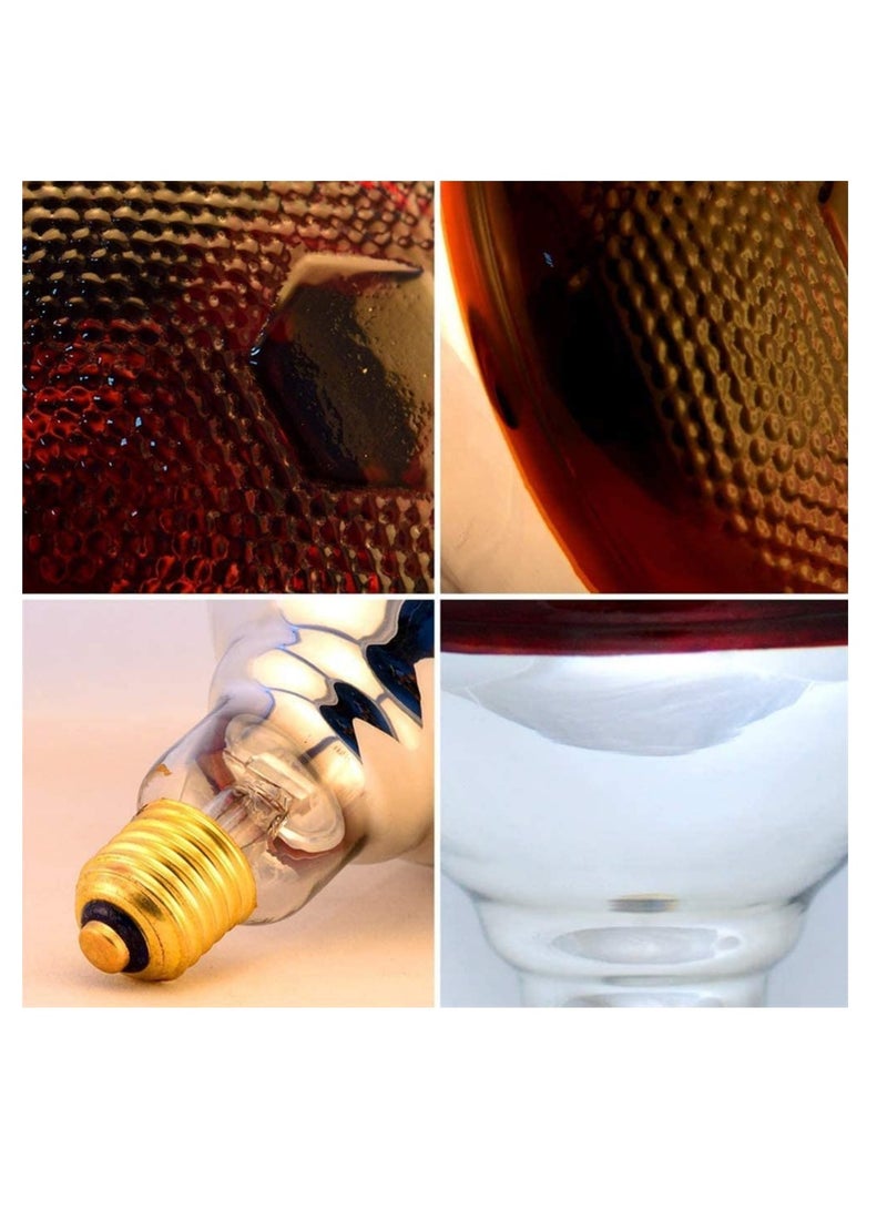 2 Pack Heat Lamp Red Infrared Bulbs PAR38100 Watts Glass Lamp Bulb for Food Service, Brooder Bulb, Chicks, Pet, Bathroom, Light Therapy Use E26 Base, Flood Light Heat Lamp Bulb