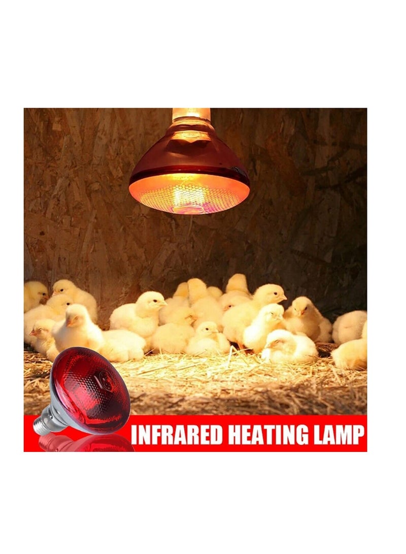 2 Pack Heat Lamp Red Infrared Bulbs PAR38100 Watts Glass Lamp Bulb for Food Service, Brooder Bulb, Chicks, Pet, Bathroom, Light Therapy Use E26 Base, Flood Light Heat Lamp Bulb