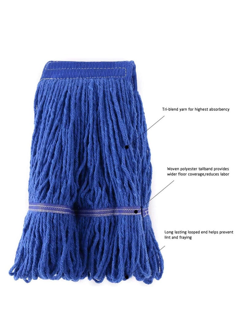 Ocedar Sponge Mop Refill Loop-End Cotton String Mop Head, Heavy Duty String Mop Refills, 6 Inch Headband, Mop Head Replacement for Home, Industrial and Commercial Use (Blue)