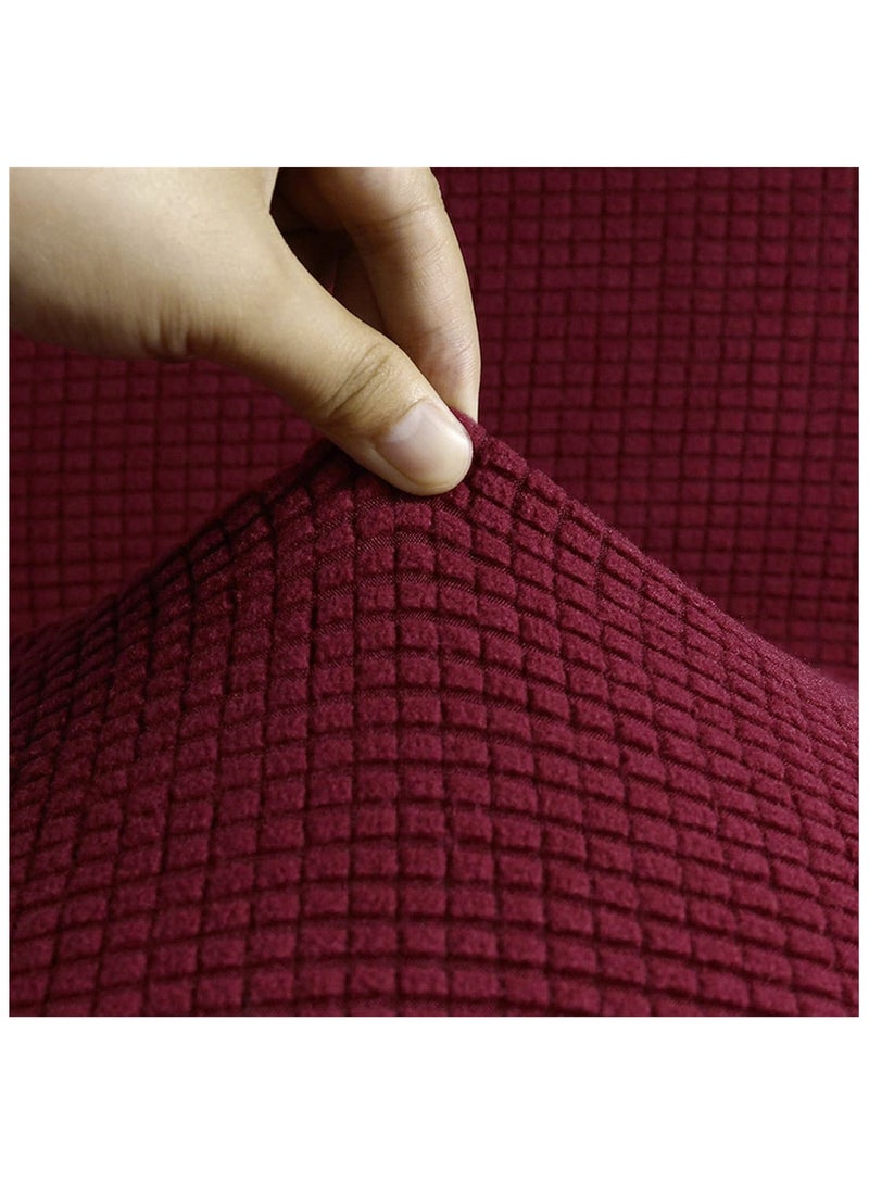 Stretch Fit 4-Seater Sofa Cover Soft Brushed Fabric Couch Cover Exquisitely Full Coverage Furniture Protector Slipcover Four Seater Fits on Standard and Recliner Sofa 235-300cm Size Burgundy