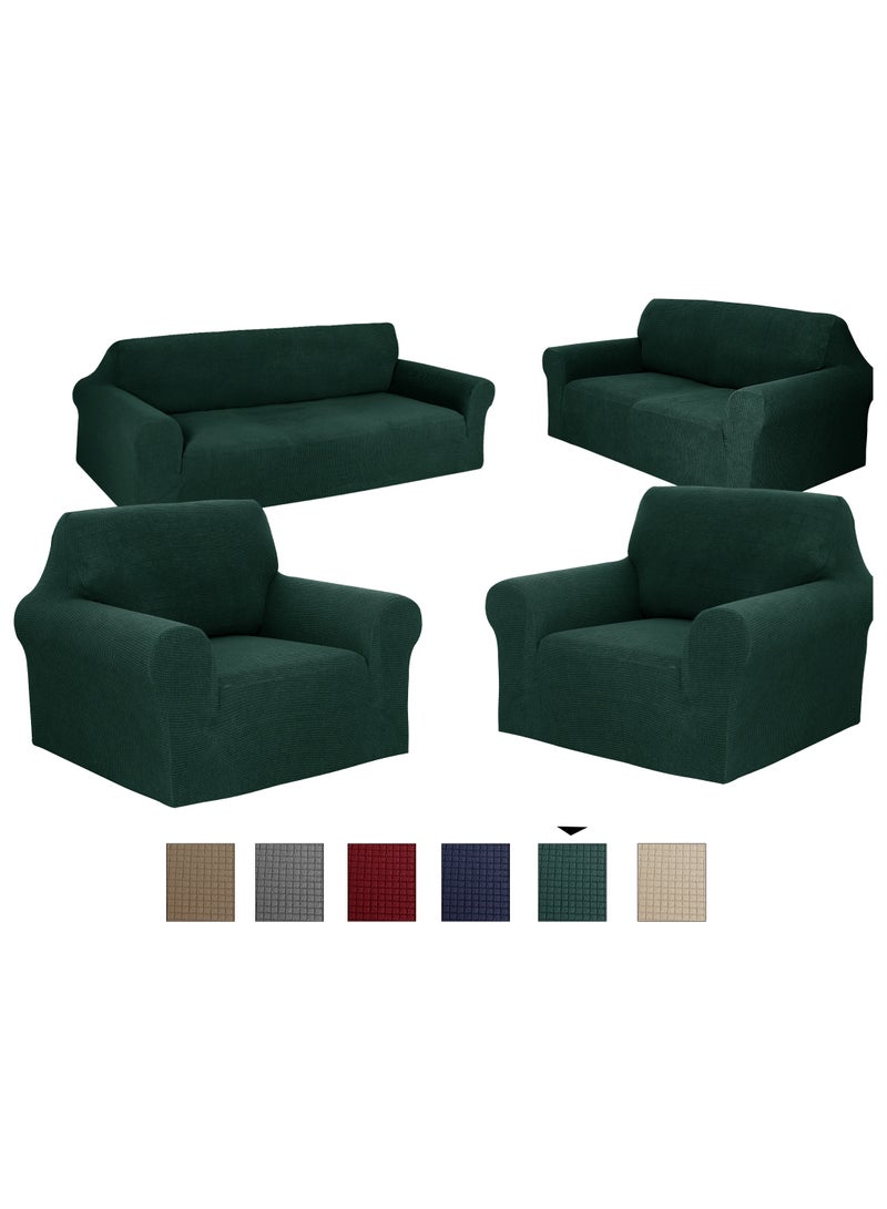 Stretch Fit 7 Seater Sofa Cover Set 3211 Combination Soft Brushed Fabric Couch Cover Exquisitely Full Coverage Furniture Protector Slipcover Seven Seater Fits on Standard and Recliner Sofa Teal Green
