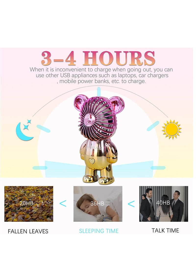 Desk Fans Portable Desk Fan Lower Noise USB Rechargeable Battery Operated Fan  Personal Desk Table Fan with Base Handheld Fan Table Fans 3 speed adjustment for Home Office Dormitory Desktop