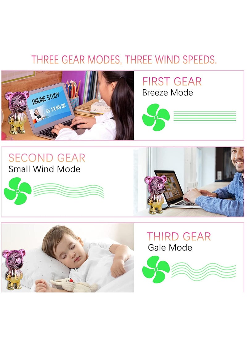 Desk Fans Portable Desk Fan Lower Noise USB Rechargeable Battery Operated Fan  Personal Desk Table Fan with Base Handheld Fan Table Fans 3 speed adjustment for Home Office Dormitory Desktop
