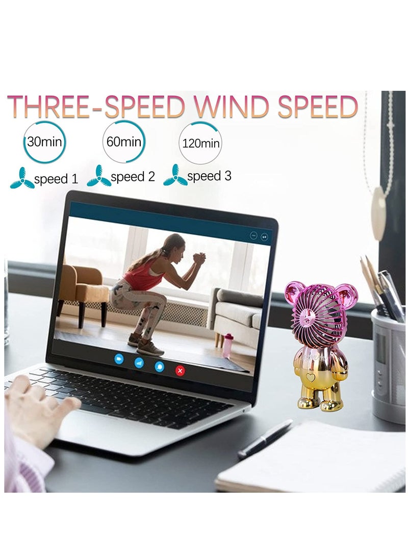Desk Fans Portable Desk Fan Lower Noise USB Rechargeable Battery Operated Fan  Personal Desk Table Fan with Base Handheld Fan Table Fans 3 speed adjustment for Home Office Dormitory Desktop