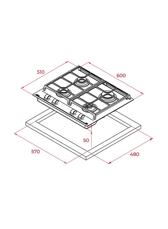Glass Gas Hob With Exactflame Function 112570033 Black