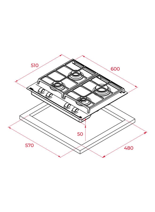 Glass Gas Hob With Exactflame Function 112570033 Black