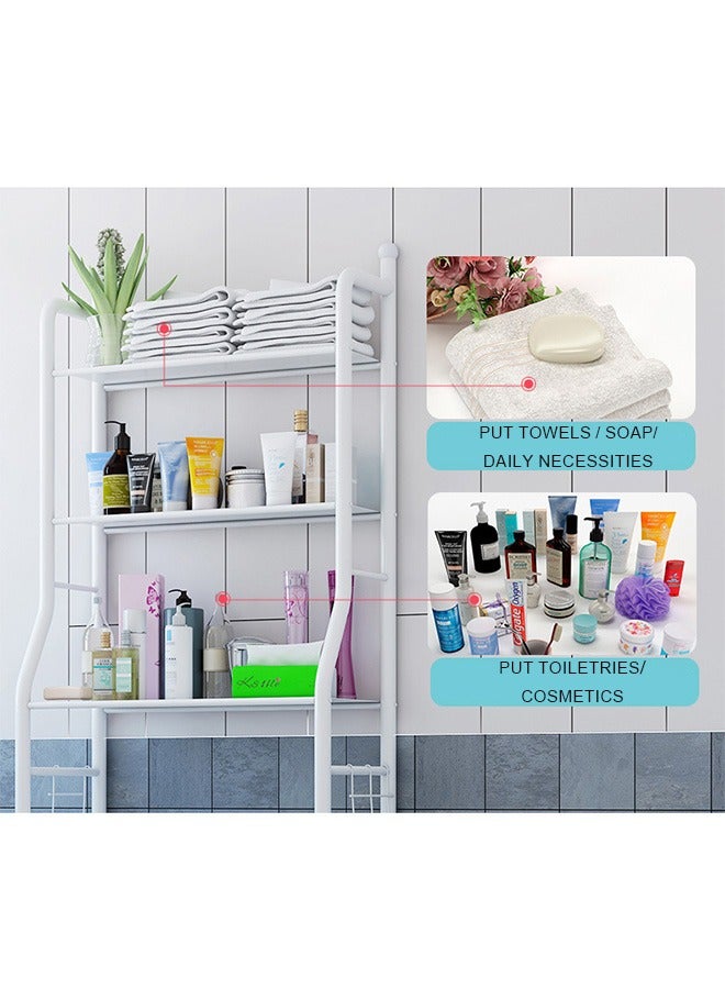 3 Shelf Towel Storage Rack Organizer Over The Toilet Bathroom Space Saver White 65*25*155cm