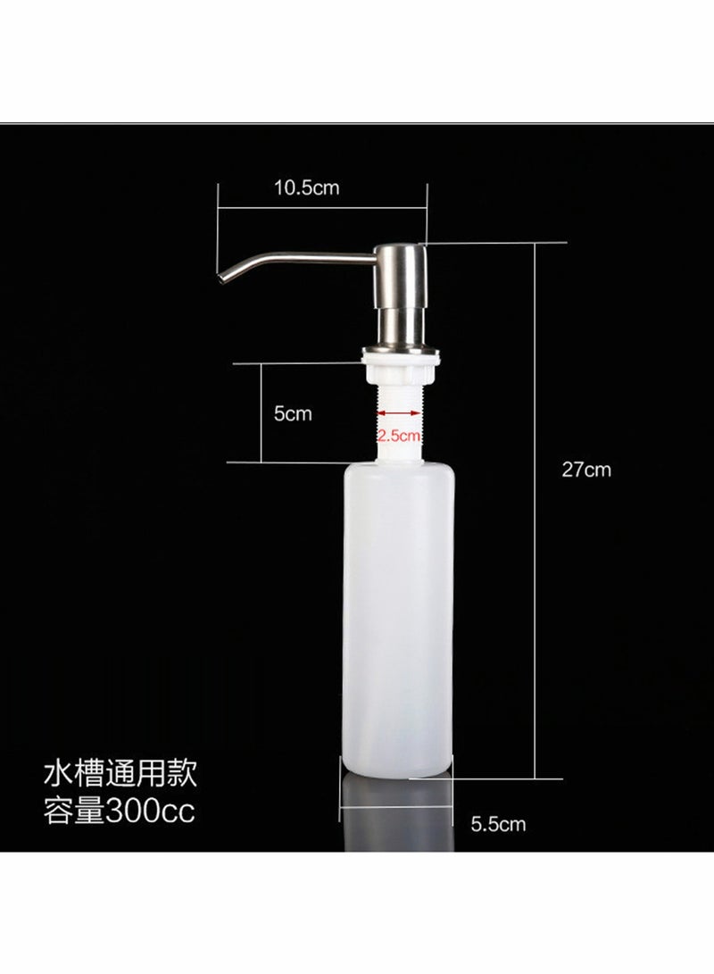 Soap Dispenser for Kitchen Sink Matte Black Refill from The Top Stainless Steel Built in Sink Soap Dispenser with  300cc Large Bottle  Anti Leakage Upgrade with  No More Top Refill