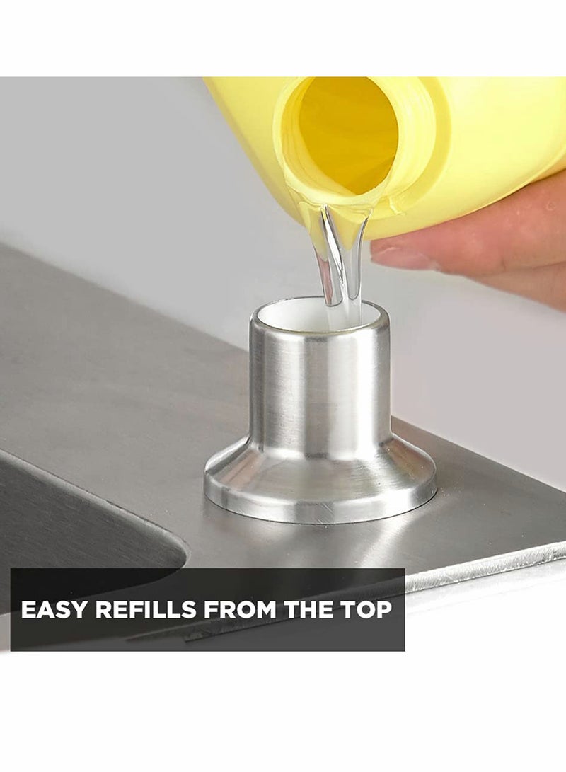 Soap Dispenser for Kitchen Sink Matte Black Refill from The Top Stainless Steel Built in Sink Soap Dispenser with  300cc Large Bottle  Anti Leakage Upgrade with  No More Top Refill