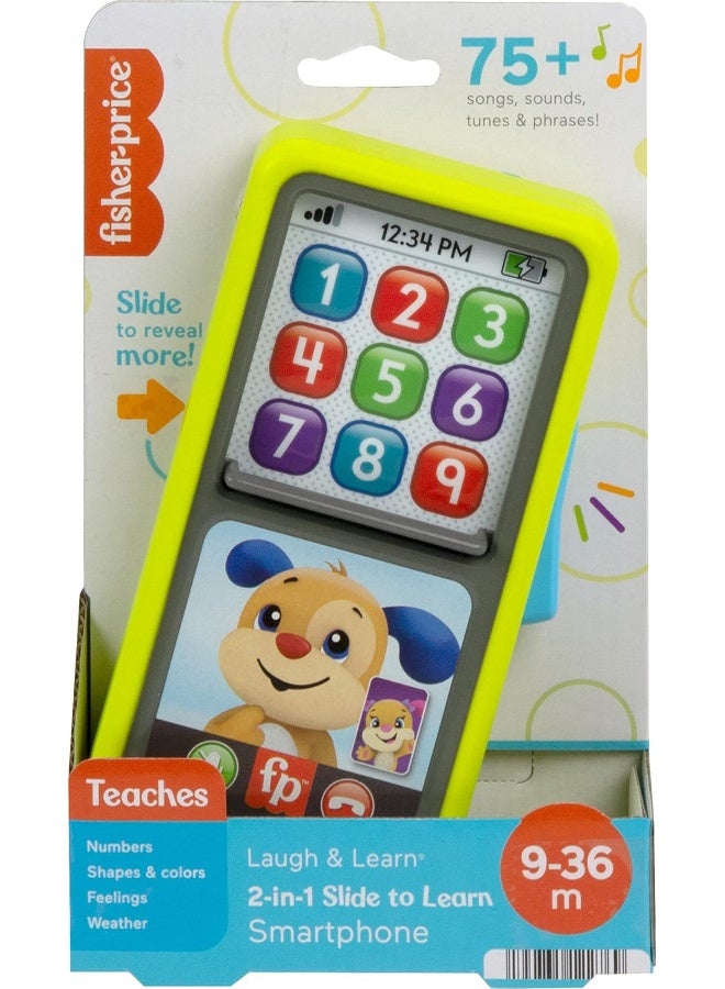 Fisher-Price Laugh & Learn Baby & Toddler Toy 2-in-1 Slide to Learn Smartphone with Lights & Music for Ages 9+ Months