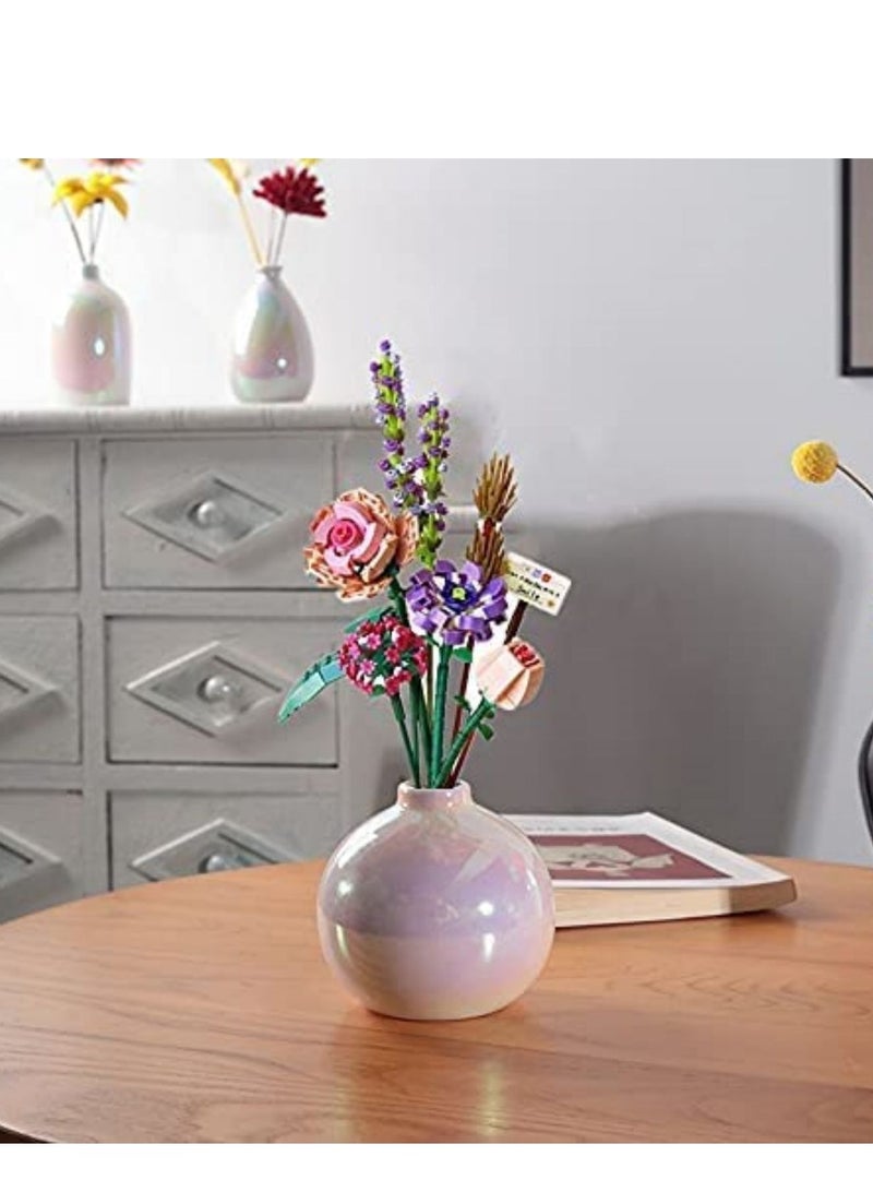 Flower Bouquet Building Blocks, Building Blocks Bouquet Sending DIY Construction Toy Sets with Exquisite Packaging Boxes, Suitable for Room Decoration Aesthetic Desk Decoration 547 Pieces, 8 Flowers