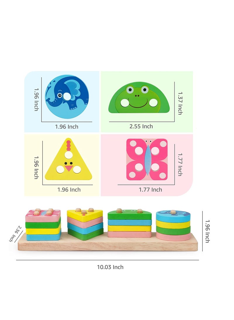 Montessori Toys for 1 3 Year Old Boys Girls,Wooden Sorting Stacking Toys for Toddlers,Preschool Educational Toys for 1 3 Year Old Color Recognition Shape Sorter,Learning Puzzles Gifts for 1 3 Year Old