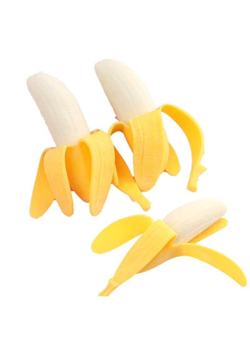 3-Piece Creative Stress Relief Toys Stretchable Fruit Banana Simulated Fruit Toy Tricky Toy Kids Activity Game Early Development Toy For Parent-Child Kid Play Fun