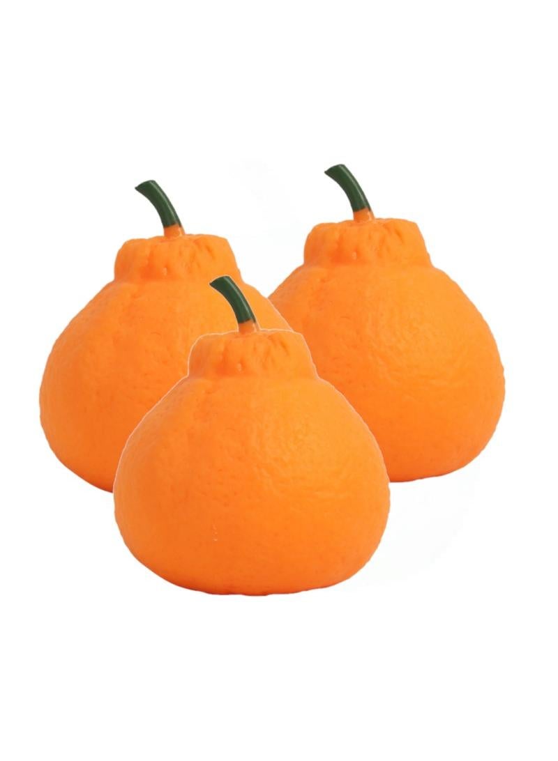 3-Piece Creative Stress Relief Toys Stretchable Fruit Orange Simulated Fruit Toy Tricky Toy Kids Activity Game Early Development Toy For Parent-Child Kid Play Fun