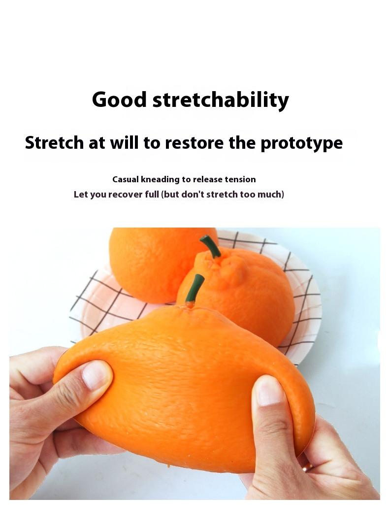 3-Piece Creative Stress Relief Toys Stretchable Fruit Orange Simulated Fruit Toy Tricky Toy Kids Activity Game Early Development Toy For Parent-Child Kid Play Fun