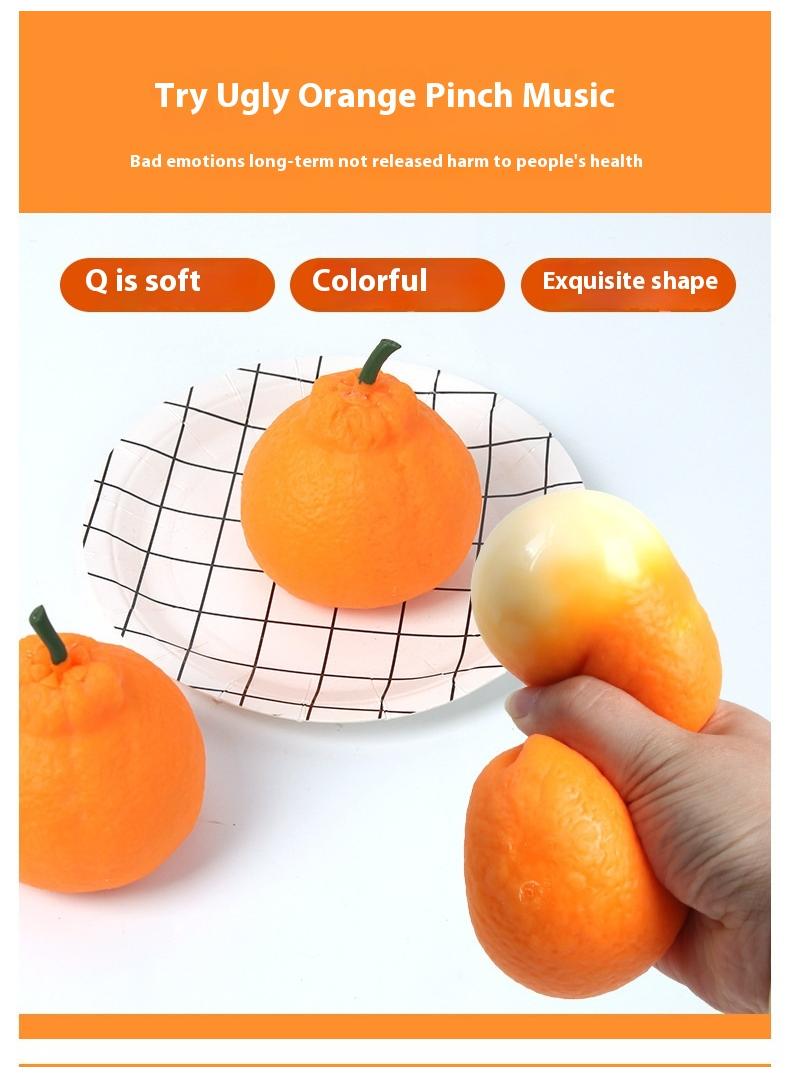 3-Piece Creative Stress Relief Toys Stretchable Fruit Orange Simulated Fruit Toy Tricky Toy Kids Activity Game Early Development Toy For Parent-Child Kid Play Fun