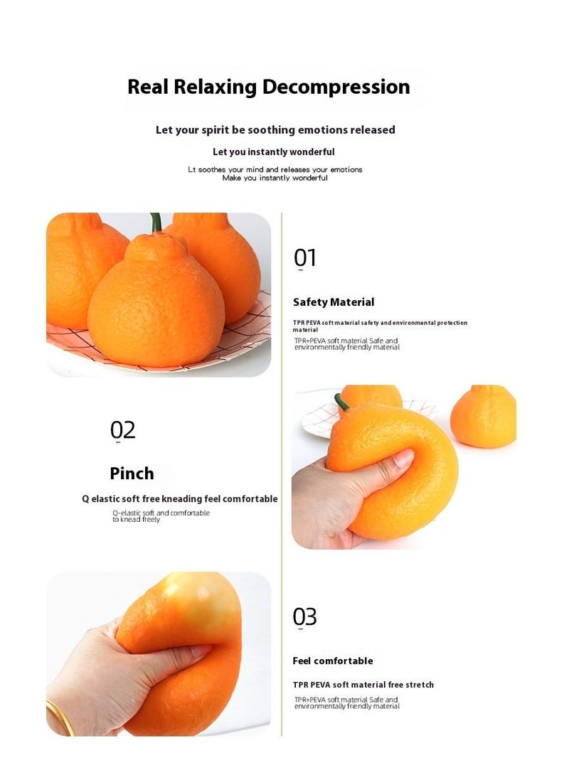 3-Piece Creative Stress Relief Toys Stretchable Fruit Orange Simulated Fruit Toy Tricky Toy Kids Activity Game Early Development Toy For Parent-Child Kid Play Fun