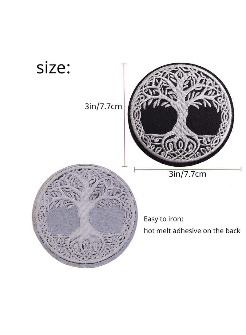 Tree of Life Embroidered Patch Applique Badge Iron on Sew on Patches Emblem Patch DIY Accessories, Perfect for Clothes, Dress, Hat, Jeans 2 pcs