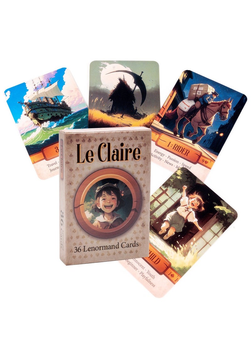 Le Claire Lenormand Deck - Portable 36 Card Deck For Predicting Events Thanksgiving Gift
