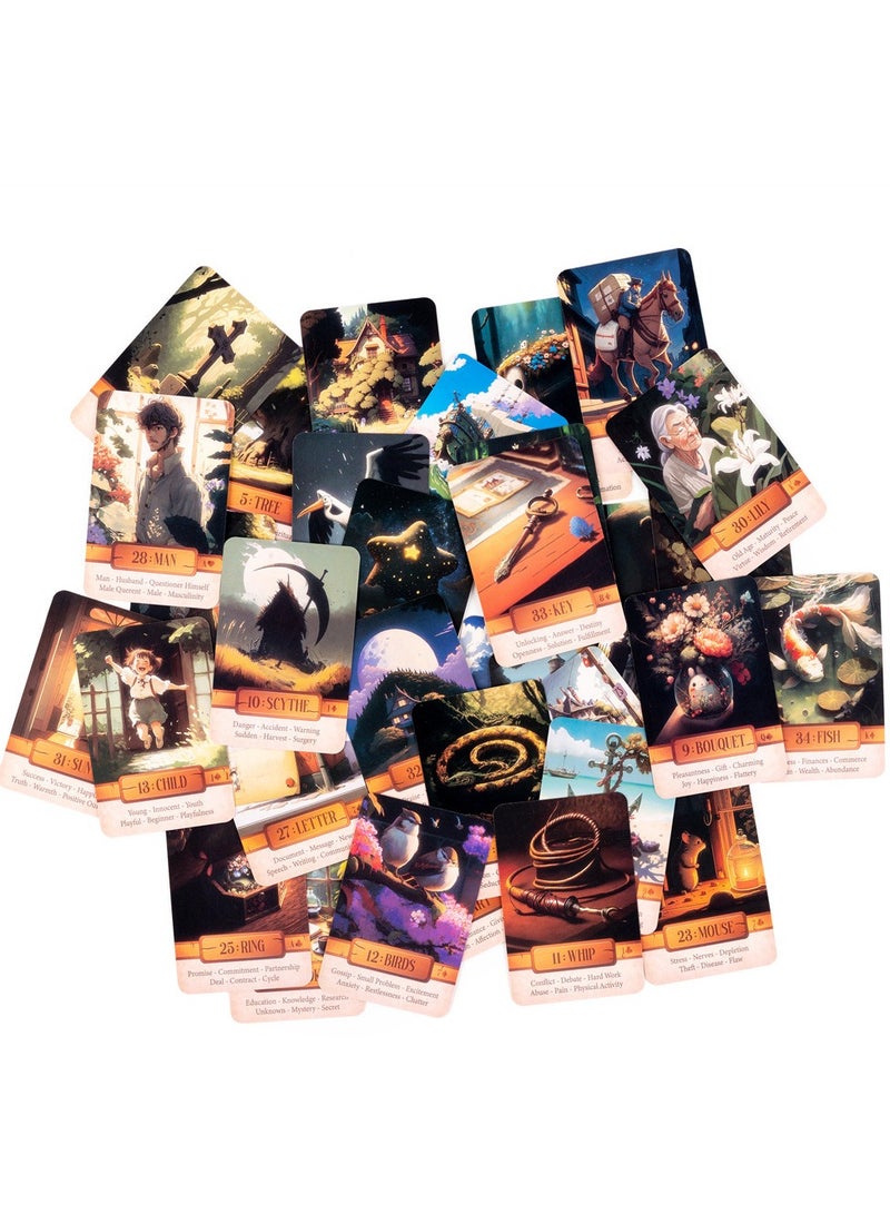 Le Claire Lenormand Deck - Portable 36 Card Deck For Predicting Events Thanksgiving Gift
