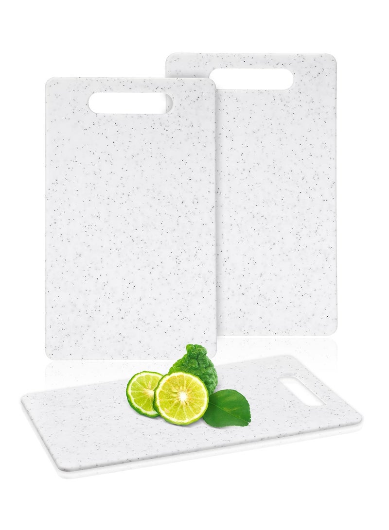 Plastic Utility Cutting Board with Handles, Food Safe PP Material, Dishwasher Safe, Thick Chopping Board, Large Size, Easy Grip Handle, for Kitchen White 3 Pcs