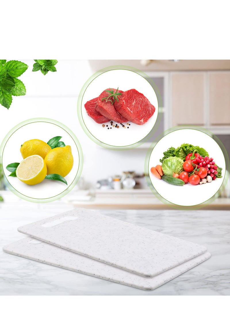 Plastic Utility Cutting Board with Handles, Food Safe PP Material, Dishwasher Safe, Thick Chopping Board, Large Size, Easy Grip Handle, for Kitchen White 3 Pcs